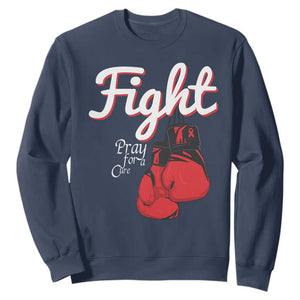 Fight Pray For A Cure Sweatshirt Red Ribbon HIV Awareness Boxing Gift TS12 Navy Print Your Wear