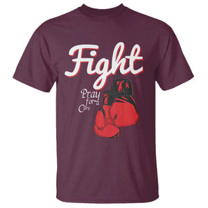 Fight Pray For A Cure T Shirt Red Ribbon HIV Awareness Boxing Gift TS12 Maroon Print Your Wear