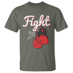 Fight Pray For A Cure T Shirt Red Ribbon HIV Awareness Boxing Gift TS12 Military Green Print Your Wear