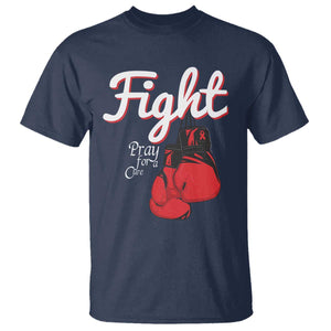 Fight Pray For A Cure T Shirt Red Ribbon HIV Awareness Boxing Gift TS12 Navy Print Your Wear