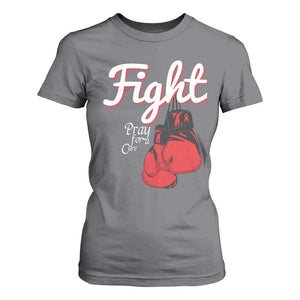 Fight Pray For A Cure T Shirt For Women Red Ribbon HIV Awareness Boxing Gift TS12 Charcoal Print Your Wear