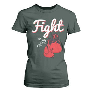 Fight Pray For A Cure T Shirt For Women Red Ribbon HIV Awareness Boxing Gift TS12 Dark Forest Green Print Your Wear