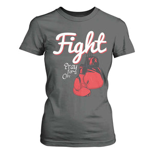 Fight Pray For A Cure T Shirt For Women Red Ribbon HIV Awareness Boxing Gift TS12 Dark Heather Print Your Wear