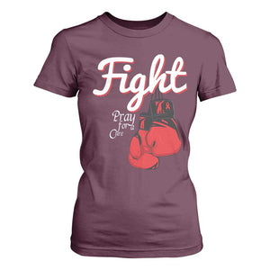 Fight Pray For A Cure T Shirt For Women Red Ribbon HIV Awareness Boxing Gift TS12 Maroon Print Your Wear