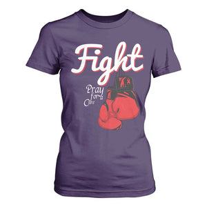 Fight Pray For A Cure T Shirt For Women Red Ribbon HIV Awareness Boxing Gift TS12 Purple Print Your Wear