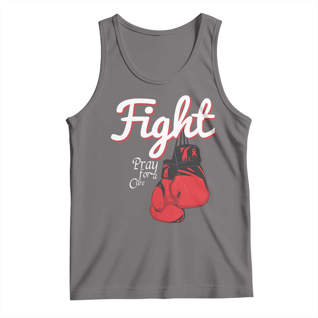 Fight Pray For A Cure Tank Top Red Ribbon HIV Awareness Boxing Gift TS12 Deep Heather Print Your Wear
