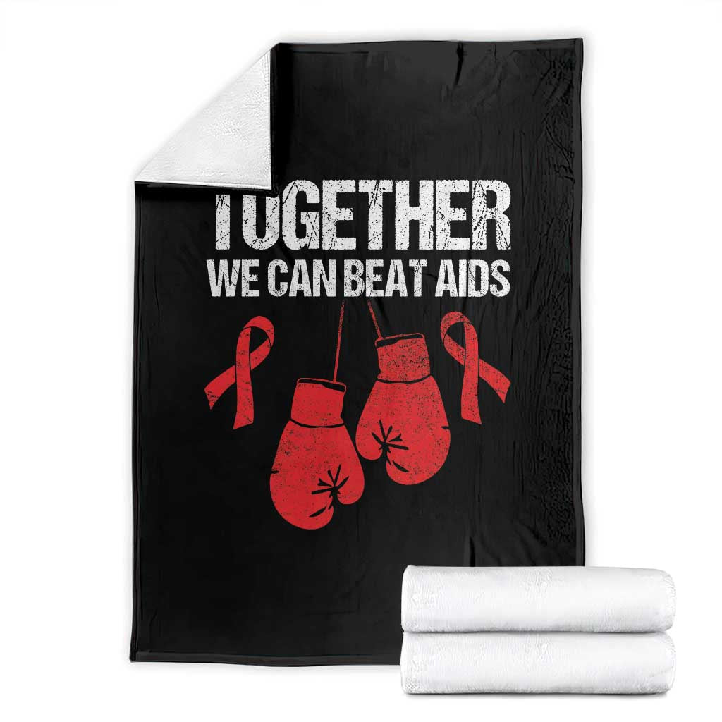Together We Can Beat AIDS Throw Blanket Boxing HIV Awareness Gift TS12 Black Print Your Wear