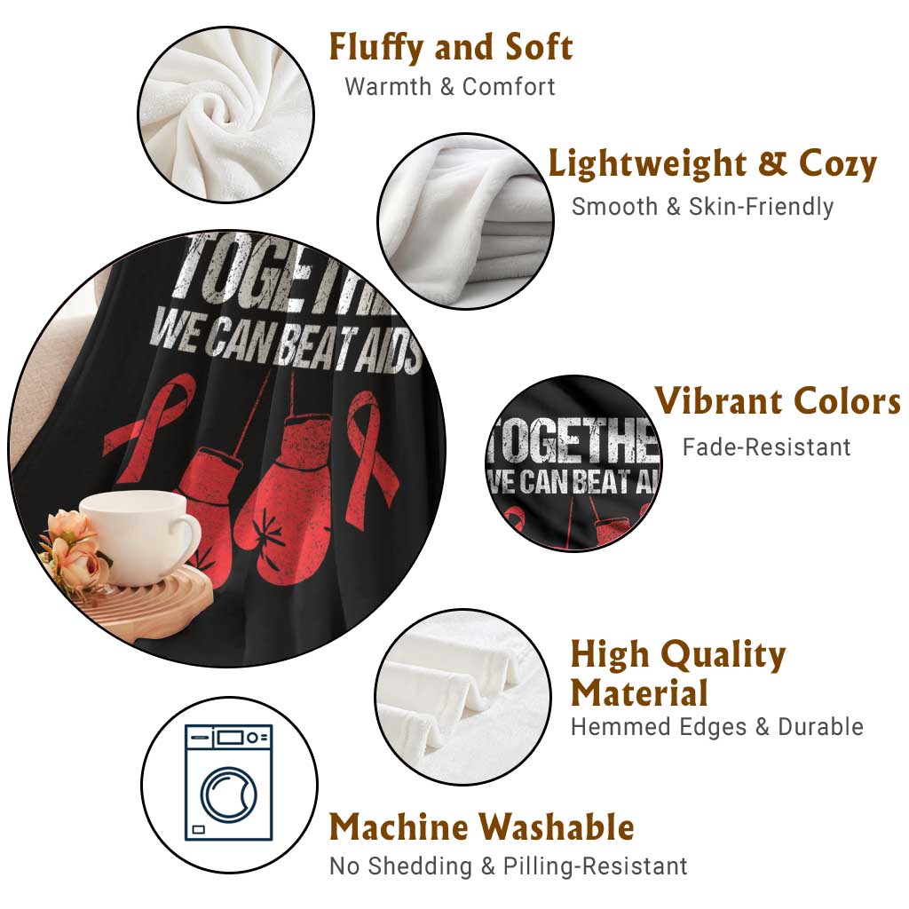 Together We Can Beat AIDS Throw Blanket Boxing HIV Awareness Gift TS12 Print Your Wear