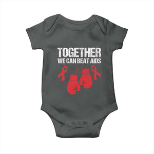 Together We Can Beat AIDS Baby Onesie Boxing HIV Awareness Gift TS12 Dark Heather Print Your Wear
