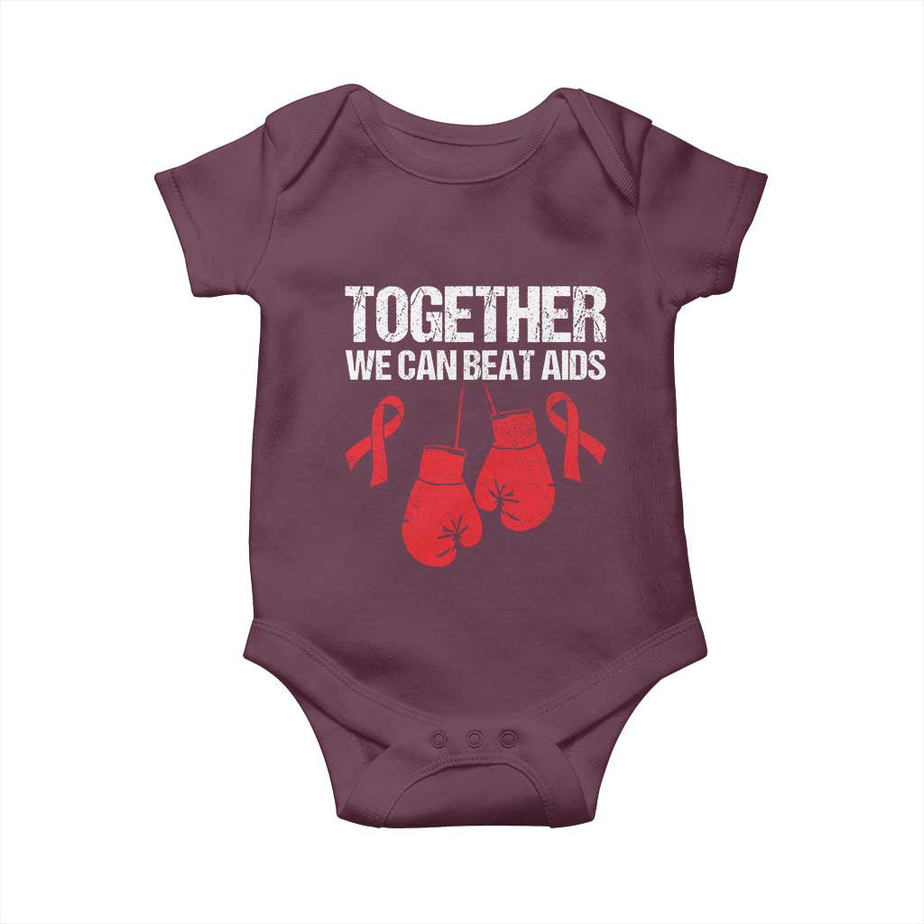 Together We Can Beat AIDS Baby Onesie Boxing HIV Awareness Gift TS12 Maroon Print Your Wear