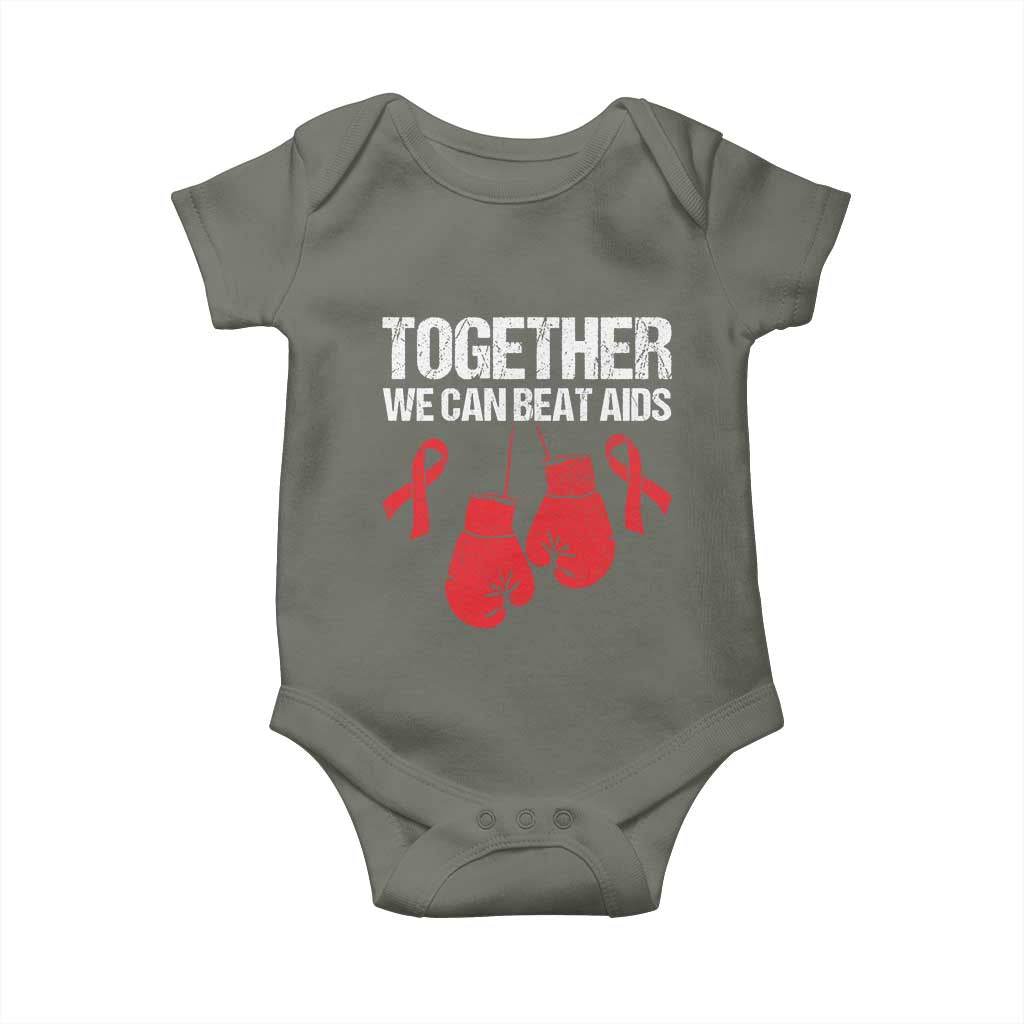 Together We Can Beat AIDS Baby Onesie Boxing HIV Awareness Gift TS12 Military Green Print Your Wear