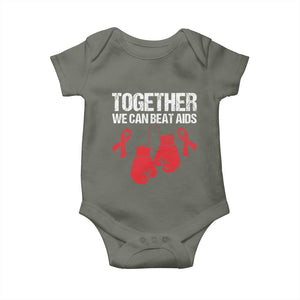 Together We Can Beat AIDS Baby Onesie Boxing HIV Awareness Gift TS12 Military Green Print Your Wear