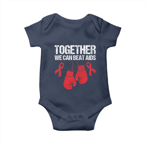 Together We Can Beat AIDS Baby Onesie Boxing HIV Awareness Gift TS12 Navy Print Your Wear