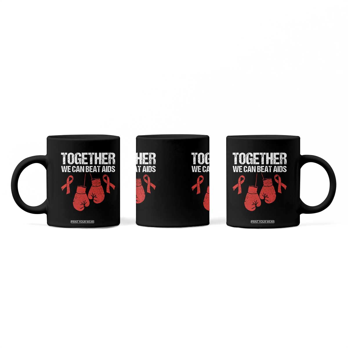 Together We Can Beat AIDS Coffee Mug Boxing HIV Awareness Gift TS12 Print Your Wear