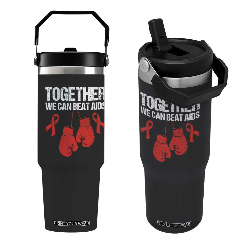 Together We Can Beat AIDS Flip Straw Tumbler Boxing HIV Awareness Gift TS12 One Size: 30 oz Black Print Your Wear