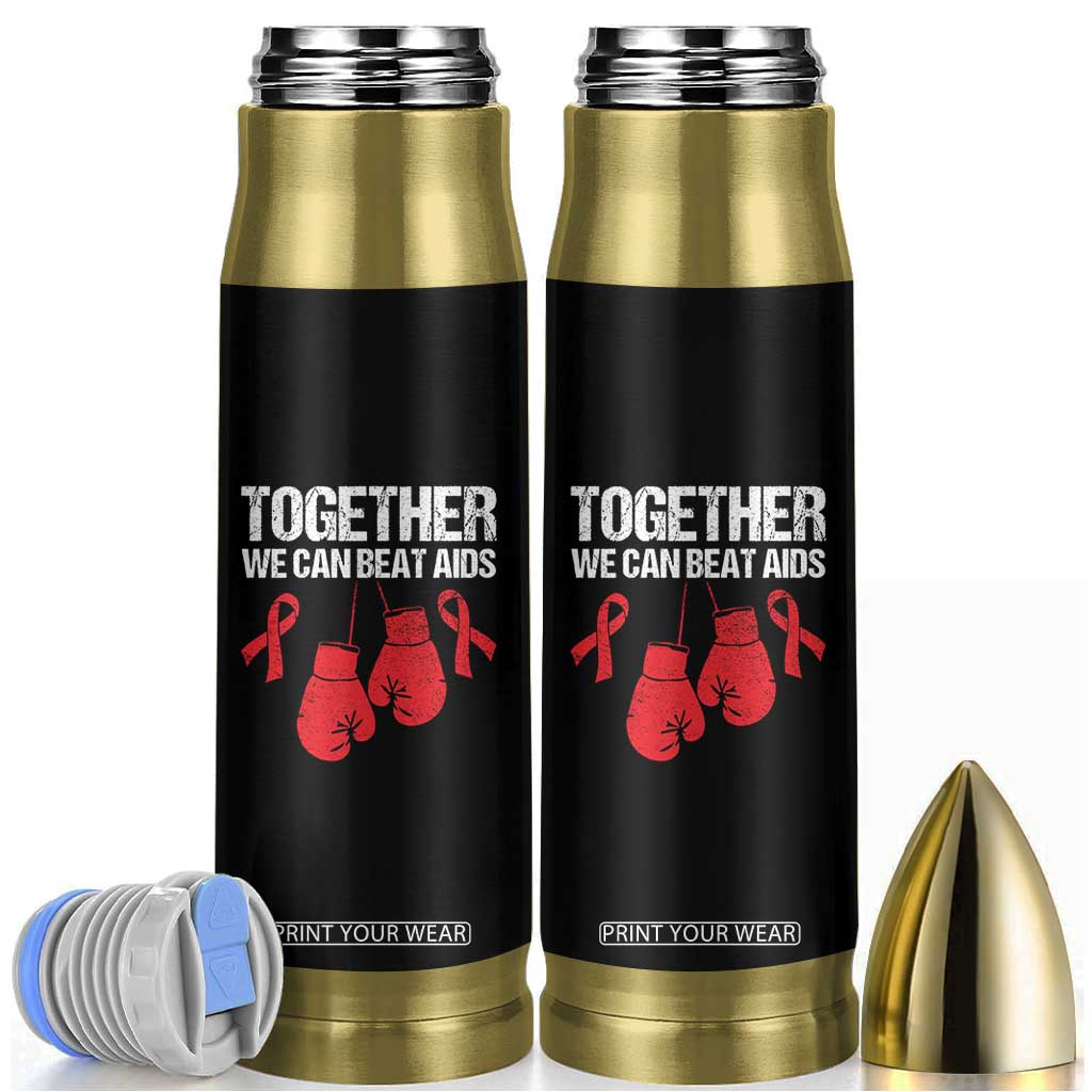 Together We Can Beat AIDS Bullet Tumbler Boxing HIV Awareness Gift TS12 Black Print Your Wear