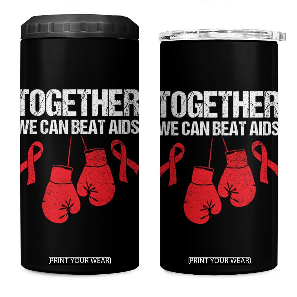 Together We Can Beat AIDS 4 in 1 Can Cooler Tumbler Boxing HIV Awareness Gift TS12 One Size: 16 oz Black Print Your Wear