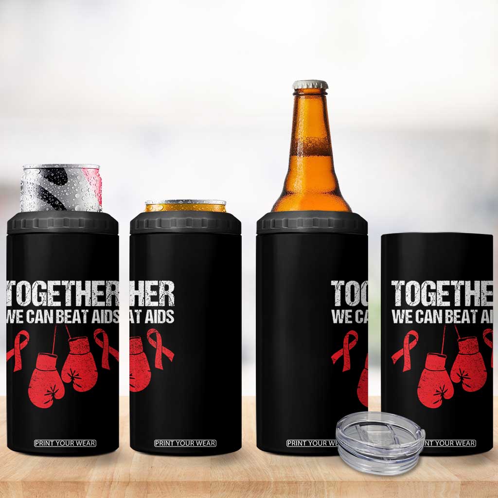 Together We Can Beat AIDS 4 in 1 Can Cooler Tumbler Boxing HIV Awareness Gift TS12 Print Your Wear