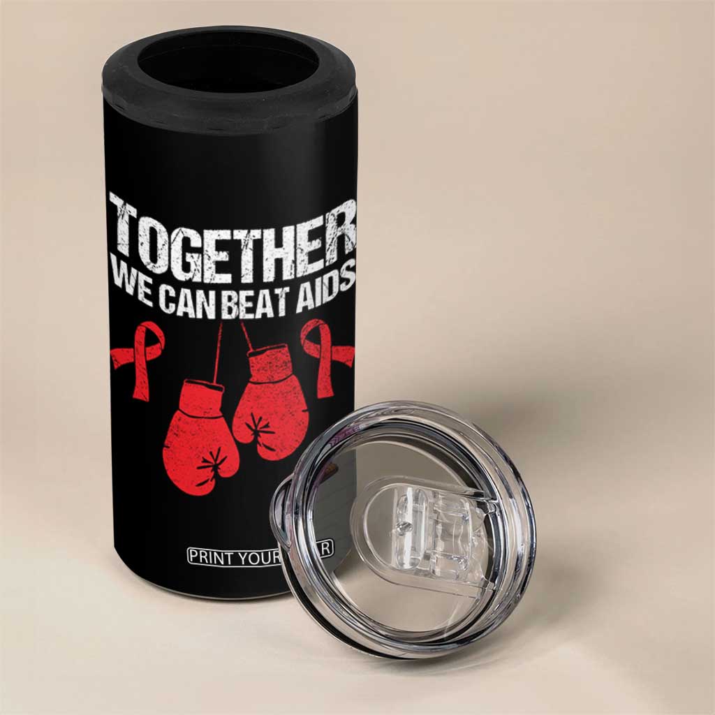 Together We Can Beat AIDS 4 in 1 Can Cooler Tumbler Boxing HIV Awareness Gift TS12 Print Your Wear
