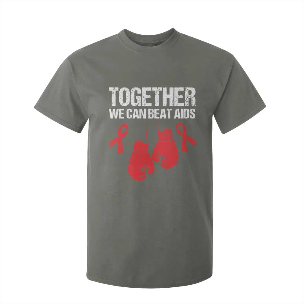 Together We Can Beat AIDS T Shirt For Kid Boxing HIV Awareness Gift TS12 Military Green Print Your Wear