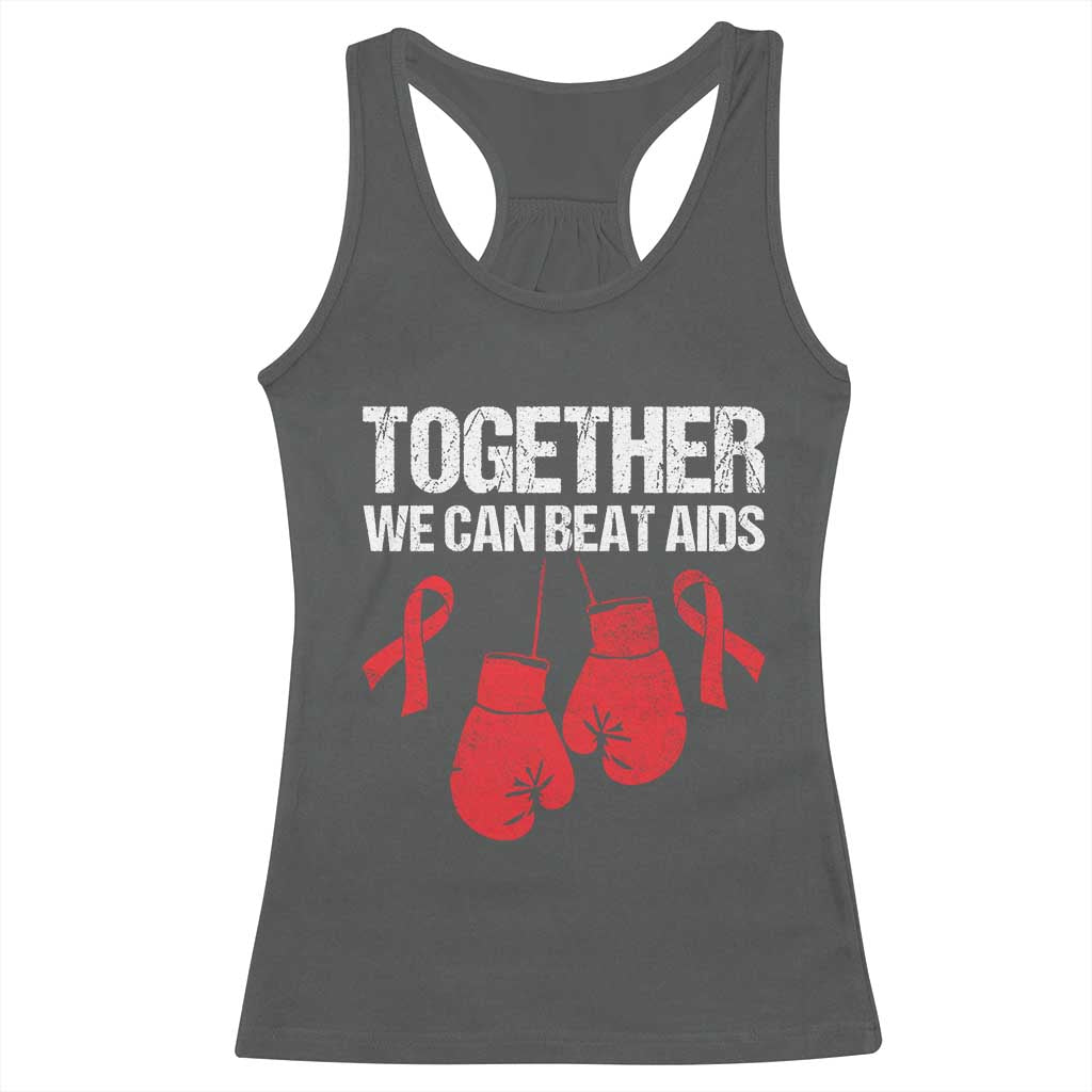 Together We Can Beat AIDS Racerback Tank Top Boxing HIV Awareness Gift TS12 Dark Heather Print Your Wear