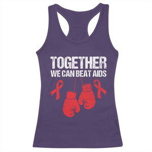Together We Can Beat AIDS Racerback Tank Top Boxing HIV Awareness Gift - Print Your Wear