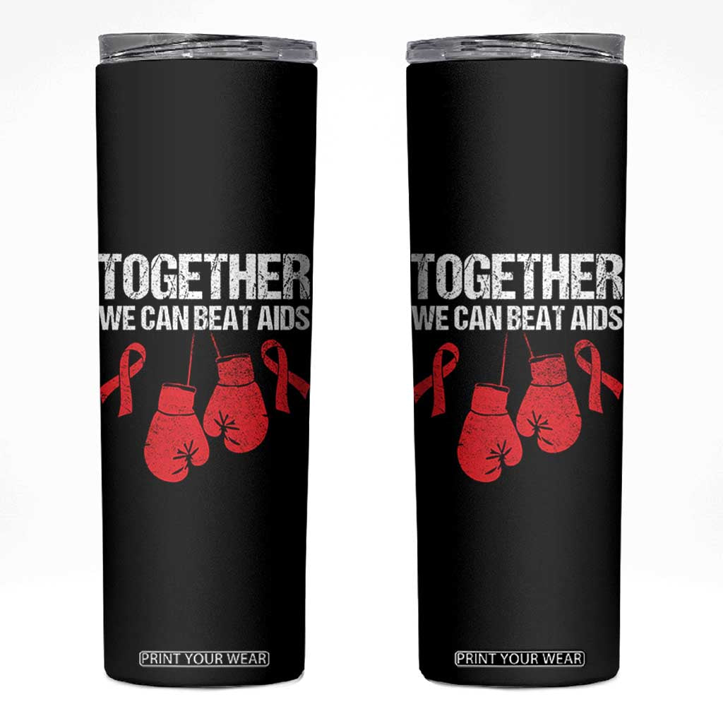 Together We Can Beat AIDS Skinny Tumbler Boxing HIV Awareness Gift TS12 Black Print Your Wear