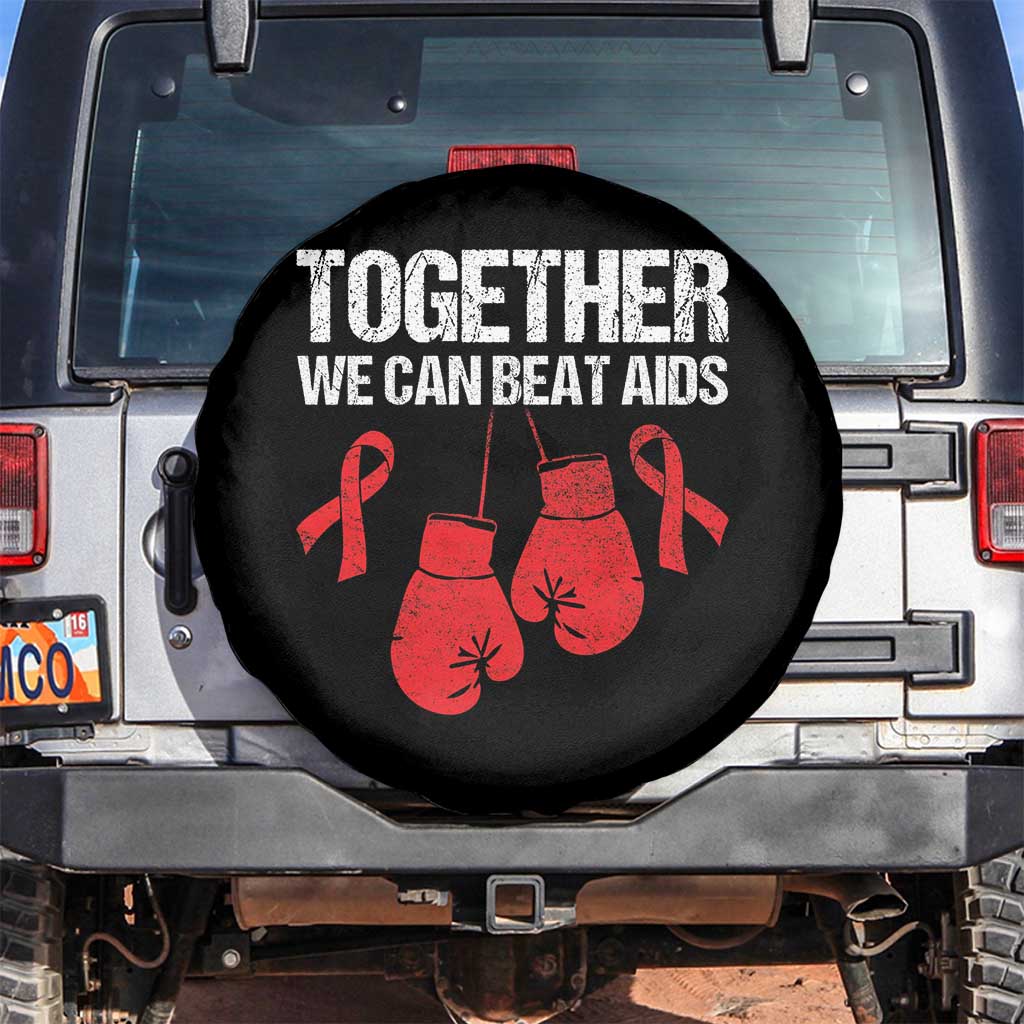 Together We Can Beat AIDS Spare Tire Cover Boxing HIV Awareness Gift TS12 No hole Black Print Your Wear
