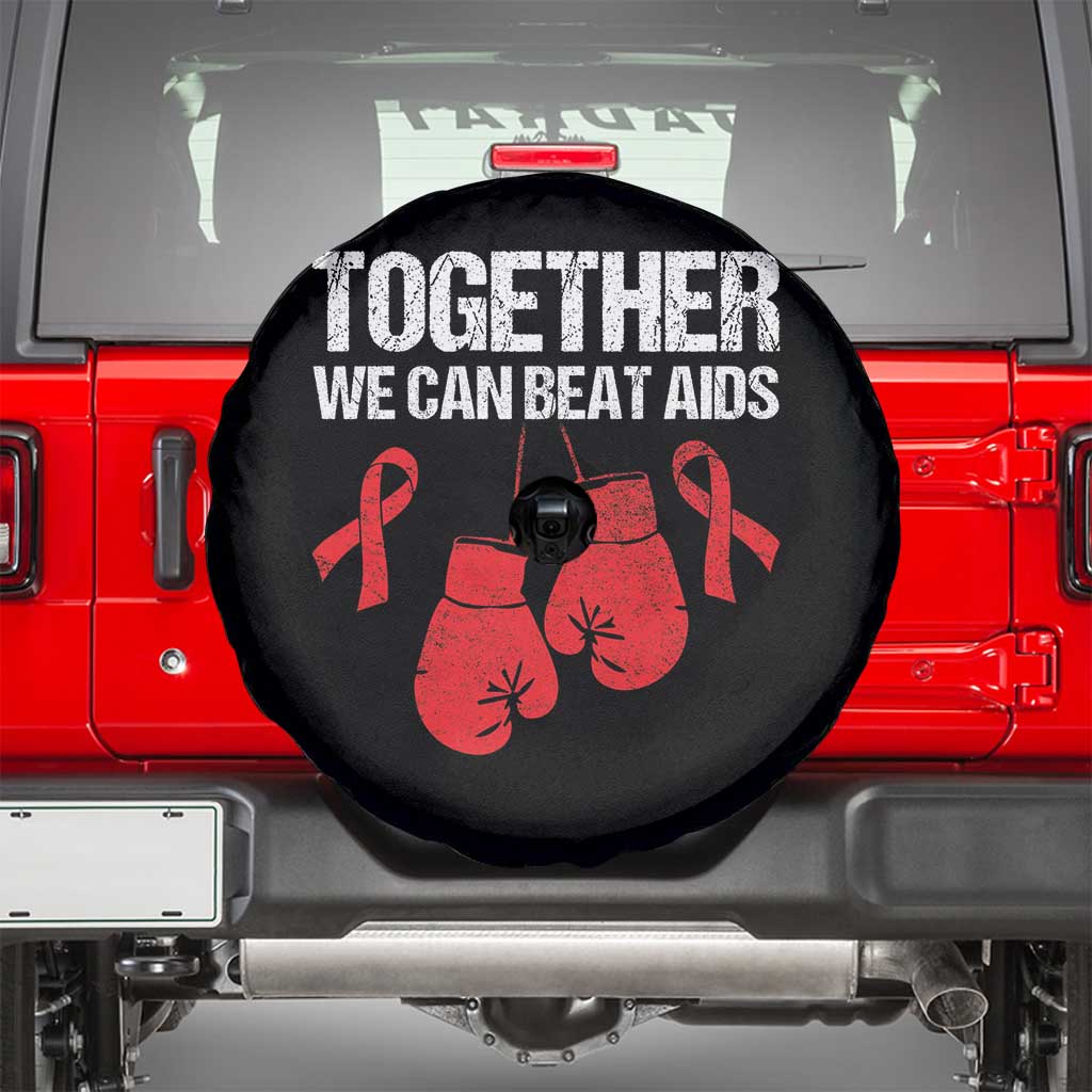 Together We Can Beat AIDS Spare Tire Cover Boxing HIV Awareness Gift TS12 Black Print Your Wear