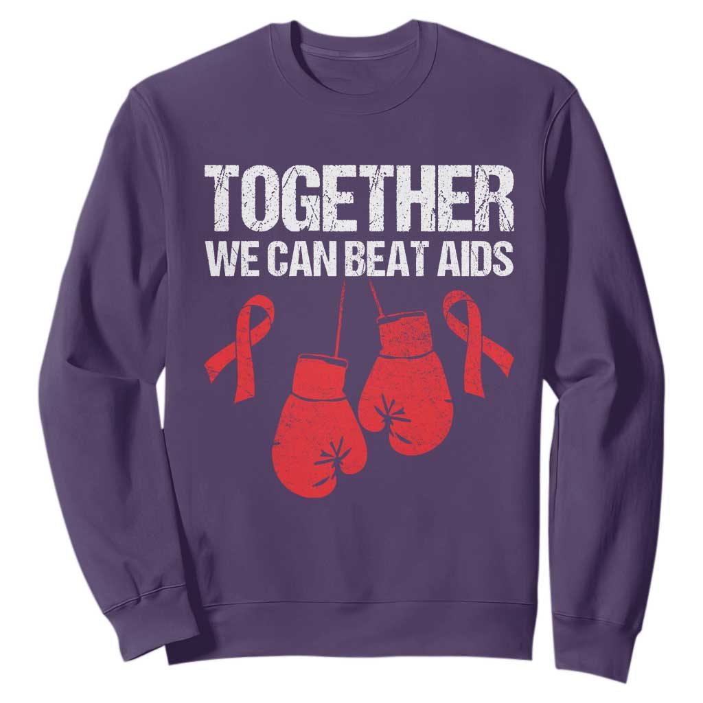 Together We Can Beat AIDS Sweatshirt Boxing HIV Awareness Gift TS12 Purple Print Your Wear