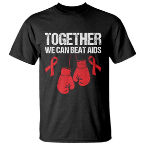 Together We Can Beat AIDS T Shirt Boxing HIV Awareness Gift TS12 Black Print Your Wear