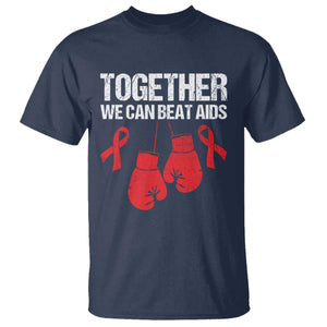 Together We Can Beat AIDS T Shirt Boxing HIV Awareness Gift TS12 Navy Print Your Wear