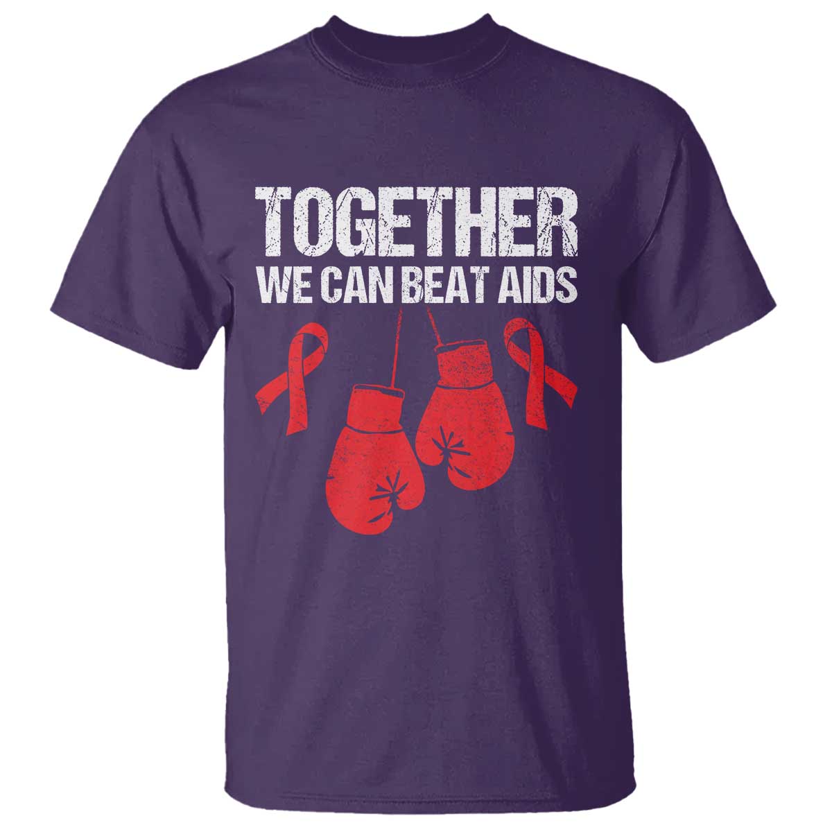 Together We Can Beat AIDS T Shirt Boxing HIV Awareness Gift TS12 Purple Print Your Wear