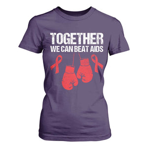 Together We Can Beat AIDS T Shirt For Women Boxing HIV Awareness Gift TS12 Purple Print Your Wear