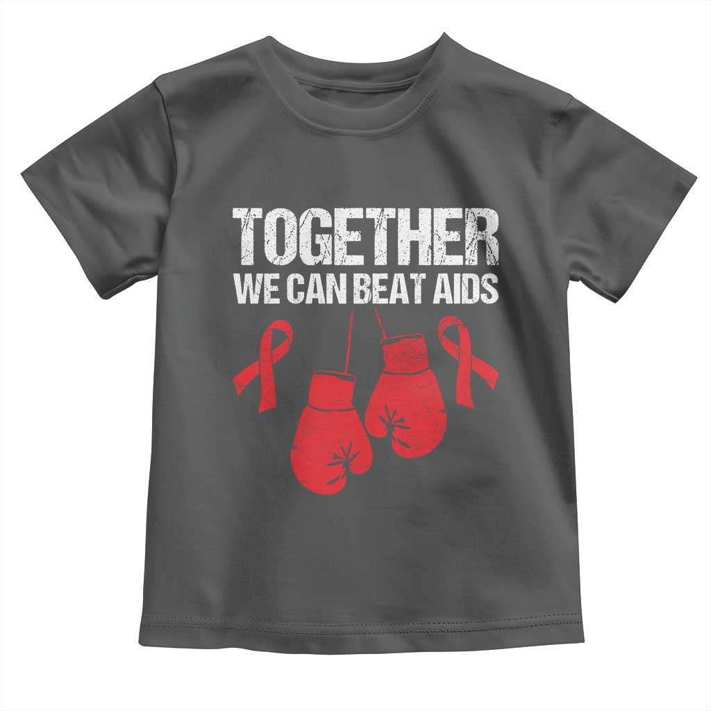 Together We Can Beat AIDS Toddler T Shirt Boxing HIV Awareness Gift TS12 Dark Heather Print Your Wear
