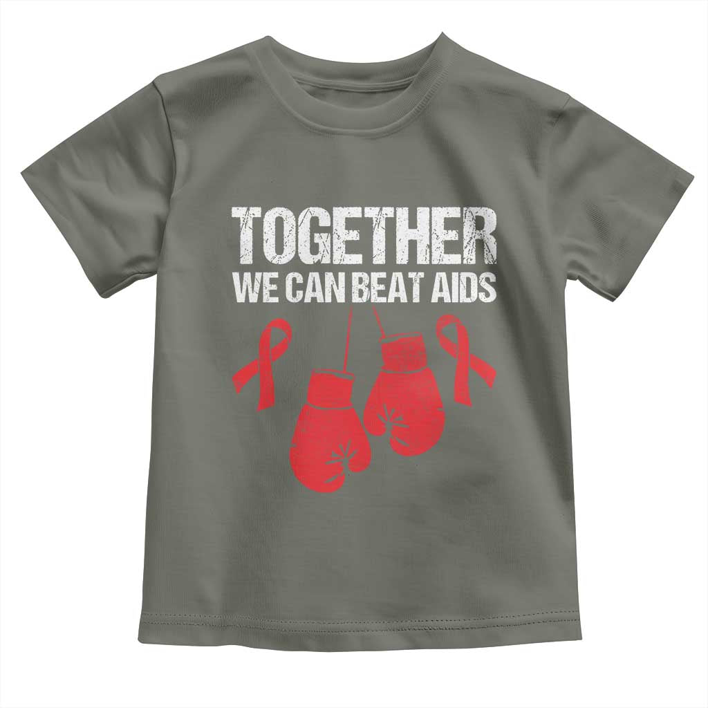 Together We Can Beat AIDS Toddler T Shirt Boxing HIV Awareness Gift TS12 Military Green Print Your Wear