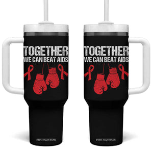 Together We Can Beat AIDS Tumbler With Handle Boxing HIV Awareness Gift TS12 One Size: 40 oz Black Print Your Wear