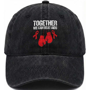 Together We Can Beat AIDS Washed Cotton Baseball Cap Boxing HIV Awareness Gift TS12 Print Your Wear