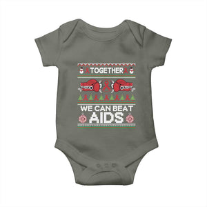 Together We Can Beat AIDS Baby Onesie HIV Awareness Boxing Ugly Sweater Gift TS12 Military Green Print Your Wear