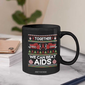 Together We Can Beat AIDS Coffee Mug HIV Awareness Boxing Ugly Sweater Gift TS12 Print Your Wear