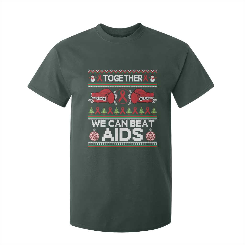 Together We Can Beat AIDS T Shirt For Kid HIV Awareness Boxing Ugly Sweater Gift TS12 Dark Forest Green Print Your Wear