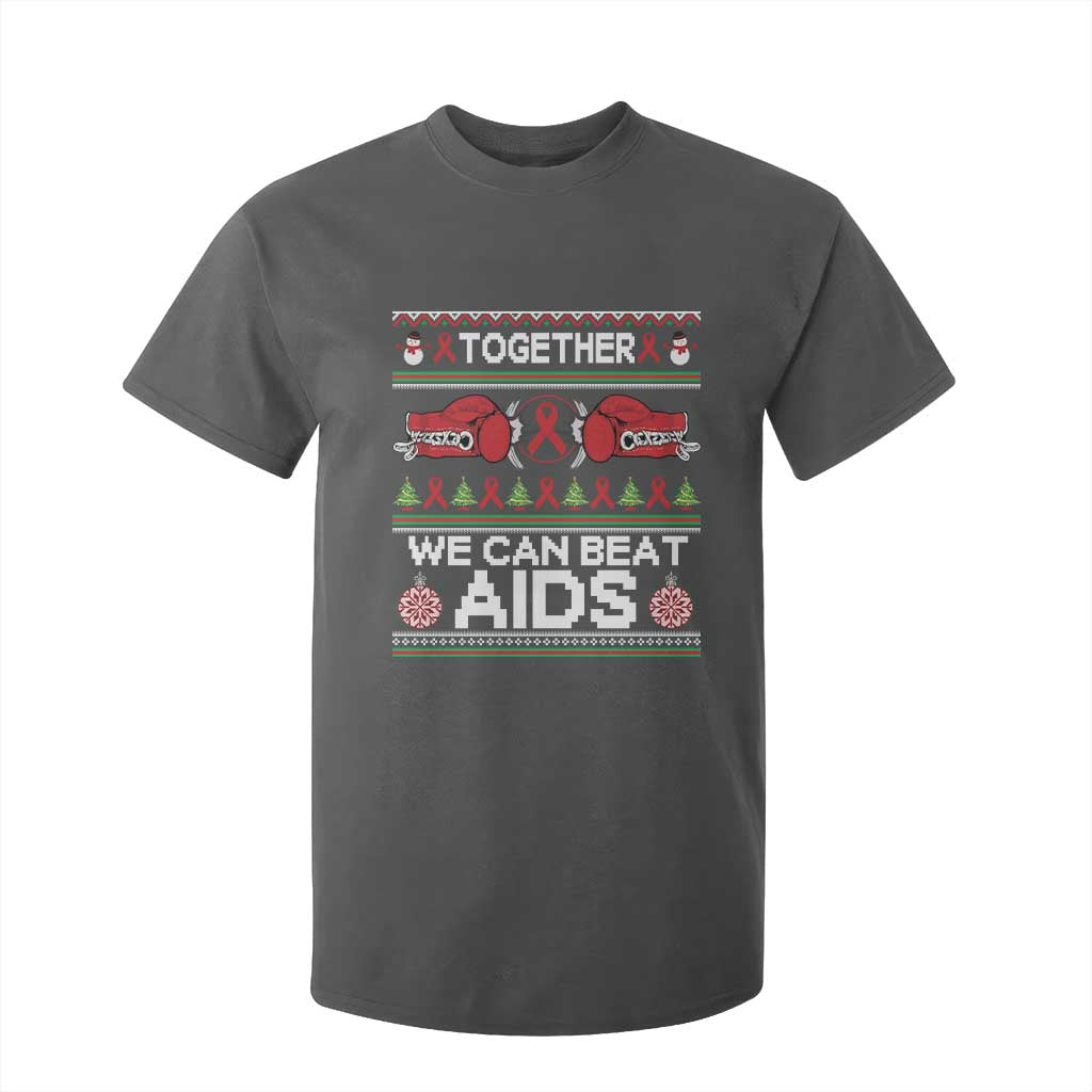 Together We Can Beat AIDS T Shirt For Kid HIV Awareness Boxing Ugly Sweater Gift TS12 Dark Heather Print Your Wear
