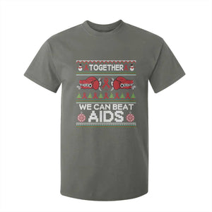 Together We Can Beat AIDS T Shirt For Kid HIV Awareness Boxing Ugly Sweater Gift TS12 Military Green Print Your Wear