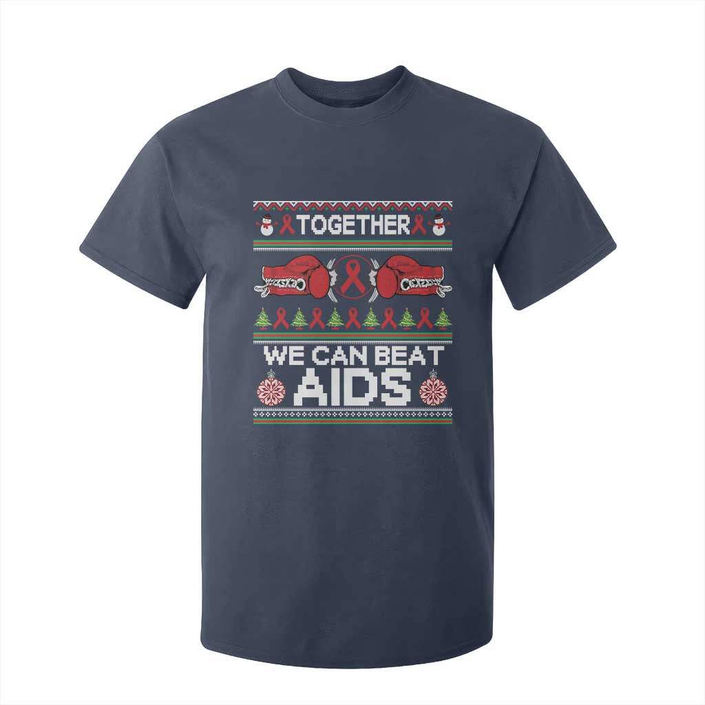 Together We Can Beat AIDS T Shirt For Kid HIV Awareness Boxing Ugly Sweater Gift TS12 Navy Print Your Wear