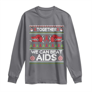 Together We Can Beat AIDS Long Sleeve Shirt HIV Awareness Boxing Ugly Sweater Gift TS12 Charcoal Print Your Wear