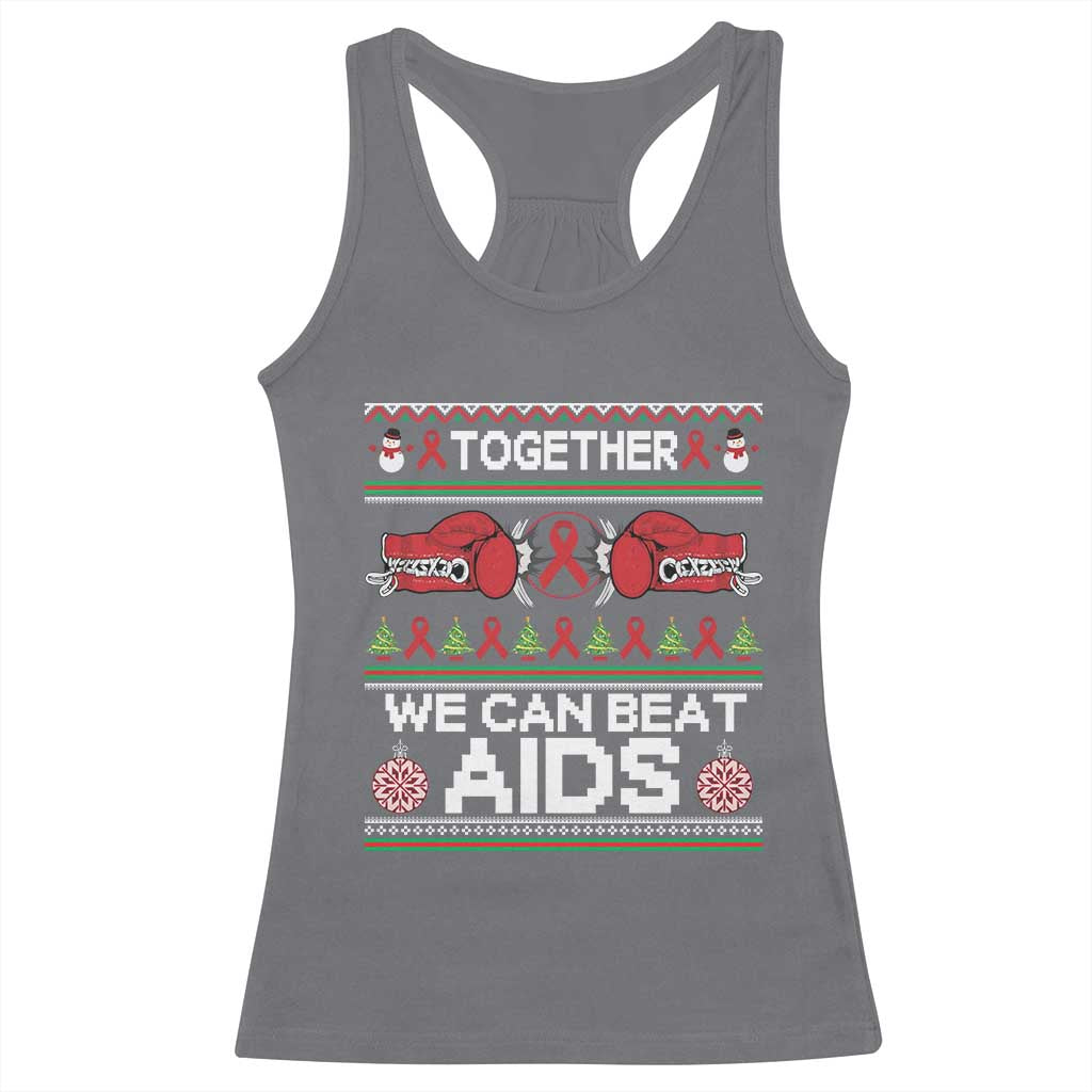 Together We Can Beat AIDS Racerback Tank Top HIV Awareness Boxing Ugly Sweater Gift TS12 Charcoal Print Your Wear