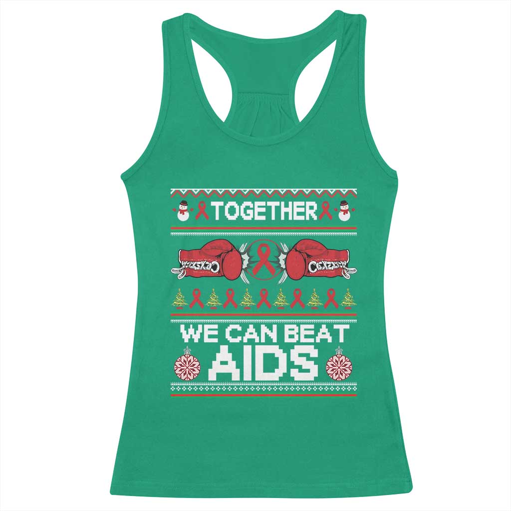 Together We Can Beat AIDS Racerback Tank Top HIV Awareness Boxing Ugly Sweater Gift - Print Your Wear