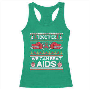 Together We Can Beat AIDS Racerback Tank Top HIV Awareness Boxing Ugly Sweater Gift - Print Your Wear