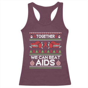 Together We Can Beat AIDS Racerback Tank Top HIV Awareness Boxing Ugly Sweater Gift - Print Your Wear