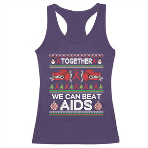 Together We Can Beat AIDS Racerback Tank Top HIV Awareness Boxing Ugly Sweater Gift - Print Your Wear